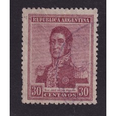 ARGENTINA 1918 GJ 492 ESTAMPILLA USADA FILIGRANA WHEATLEY BOND U$ 20